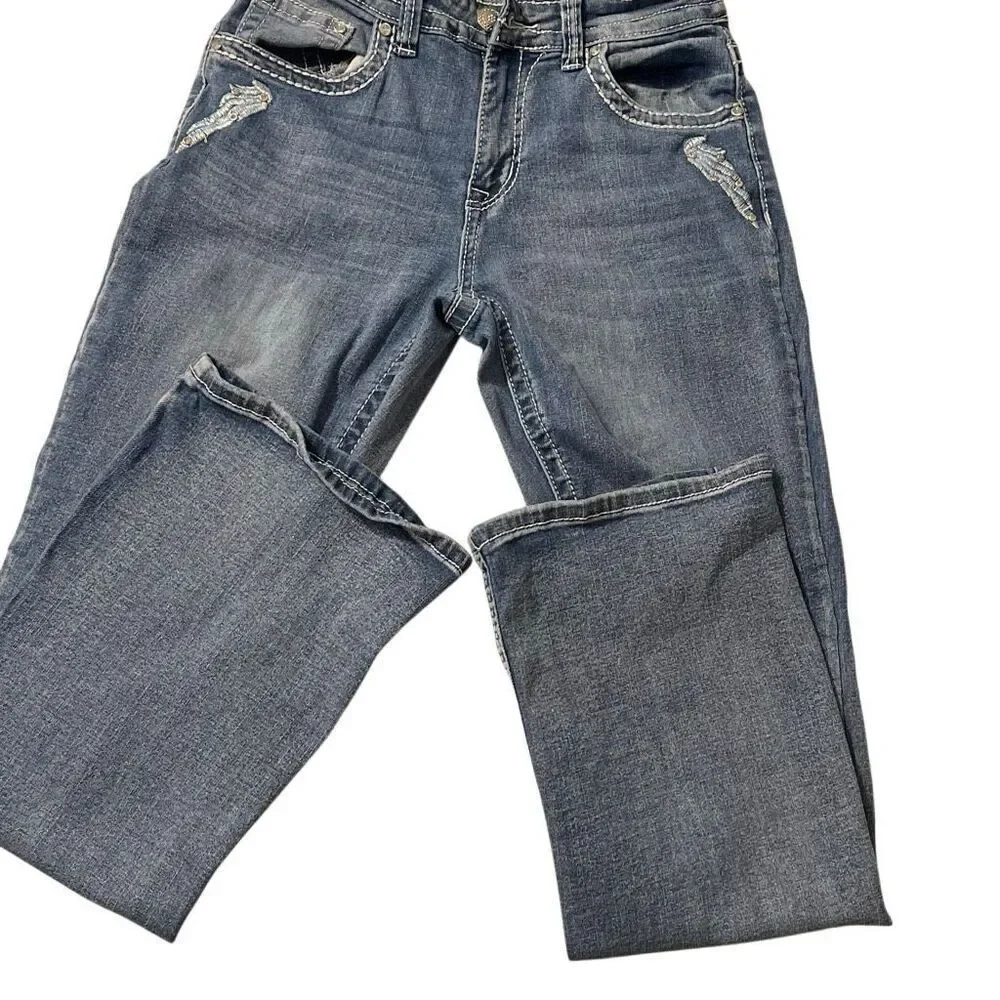 SKY Ladie’s Classic Pocket Bling Bootcut Jeans - Picture 1 of 12